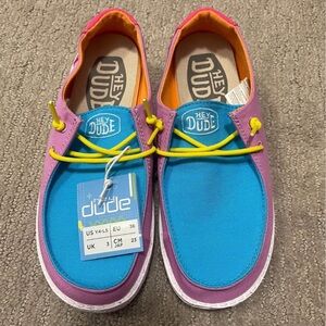 Hey Dude Kids Sneakers in Blue, Pink, and Orange